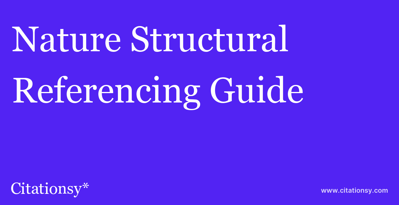 cite Nature Structural & Molecular Biology  — Referencing Guide